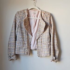 Loft Woven Multicolor Collarless Blazer (0)